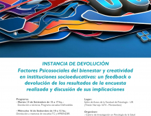 Afiche Jornadas "Factores Psicociales del bienestar y creatividad en instituciones socioeducativas"
